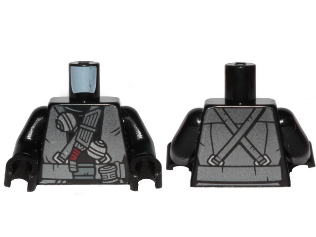 Torso SW Pearl Dark Gray Robe, Belts and Thermal Detonators Pattern / Black Arms / Black Hands