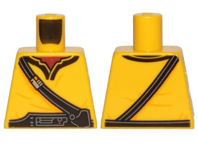 Torso SW Tunic with Reddish Brown Neck and Black Trim and Belts Pattern (Lando Calrissian)