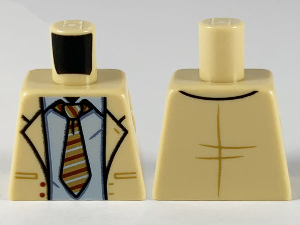 Torso Jacket with Lapels, Light Bluish Gray Shirt and Medium Nougat Tie with Stripes Pattern