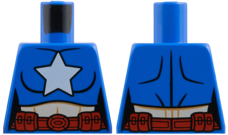 Torso Female White Star, Light Nougat Midriff, Red Belt Pattern