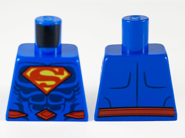 Torso Super Hero Costume with Dark Blue Muscles, Red and Yellow Superman Logo, Red Belt Pattern