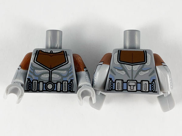 Torso Armor, Reddish Brown Chest Pattern / Light Bluish Gray Arms with Reddish Brown Short Sleeves, Silver Armor Pattern / Light Bluish Gray Hands