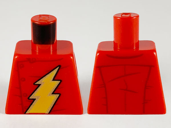 Torso Super Hero Gold and Bright Light Orange Lightning Bolt Pattern (Flash)