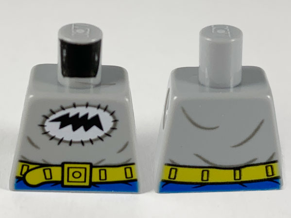 Torso Black Bat Scribble in White Stitched Oval, Yellow Utility Belt Pattern