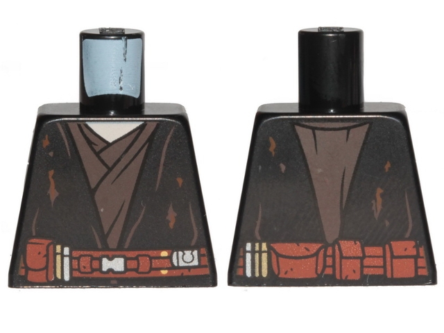 Torso SW Jedi Robe, Reddish Brown Belt, Tattered and Dirt Stains Pattern (Anakin)
