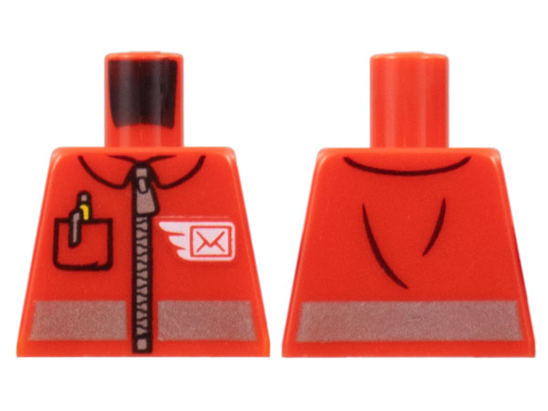 Torso Jacket with Silver Reflective Stripe and Zipper, Pen in Pocket, and White Envelope Airmail Logo Pattern