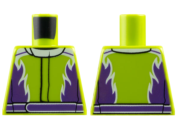 Torso Jacket with Dark Purple Flames and Belt Pattern