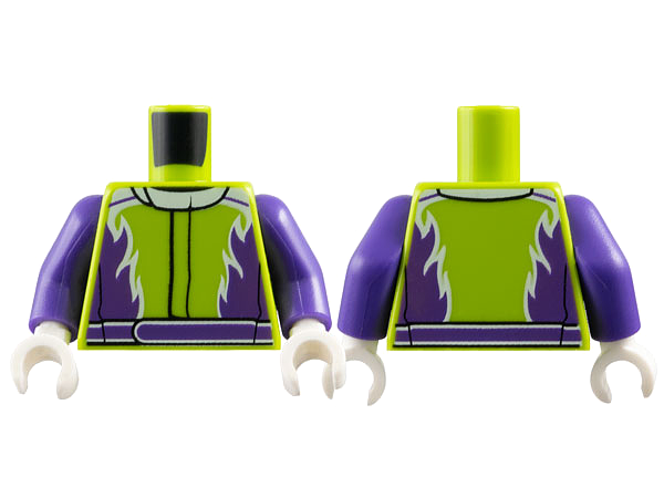 Torso Jacket with Dark Purple Flames and Belt Pattern / Dark Purple Arms / White Hands