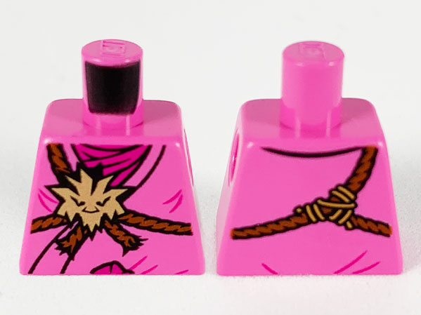 Torso Ninjago Brown Rope, Gold Medallion and Magenta Undershirt Pattern