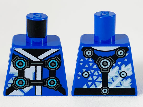 Torso Tunic, White Hems, Black Straps, Medium Azure Circles Pattern