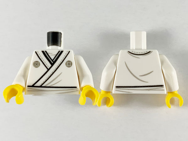 Torso Tunic, Light Bluish Gray Circle Symbols and Hem Stitching Pattern / White Arms / Yellow Hands