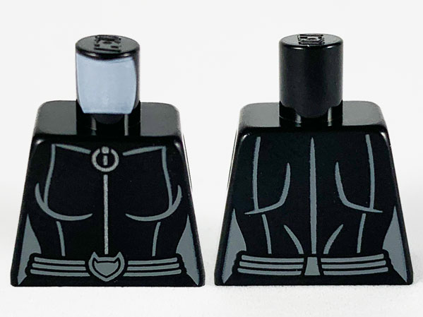 Torso Female Catsuit, Silver Zipper,  Dark Bluish Gray Trim, Contour Lines, and Belt with Cat Head Pattern