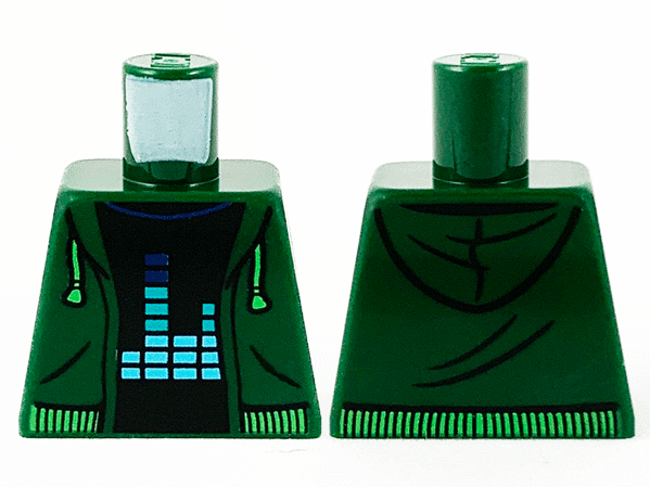 Torso Hoodie with Bright Green Drawstrings and Waistband over Black Shirt with Equalizer Bars Pattern