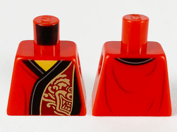 Torso Robe with Black Hem, Dark Red Panel on Left with Gold Lion Pattern