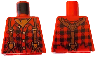 Torso Plaid Flannel Shirt with Suspenders Pattern
