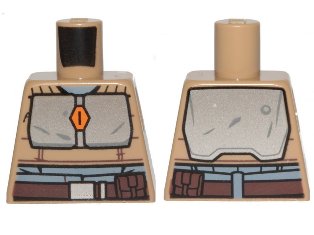 Torso SW Armor Silver Plates and Dark Brown Belt Pattern (Mandalorian)
