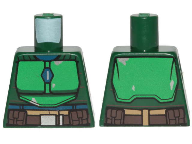 Torso SW Armor Green Plates and Dark Brown Belt Pattern (Mandalorian)