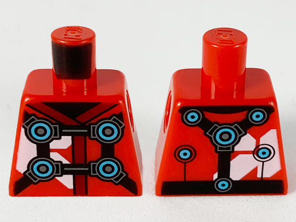 Torso Tunic, Dark Red Hems, Black Straps and Medium Azure Circles Pattern