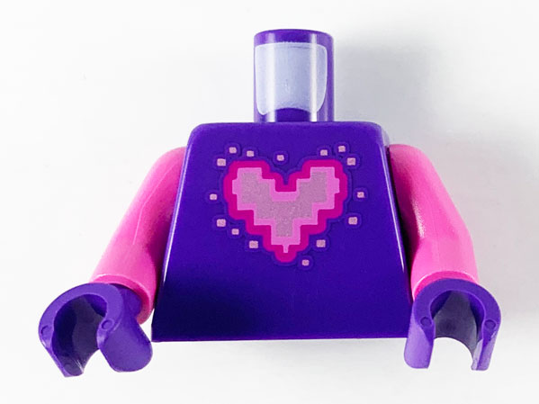 Torso Metal Pink Pixelated Heart with Bright Pink and Magenta Outlines Pattern / Dark Pink Arms / Dark Purple Hands