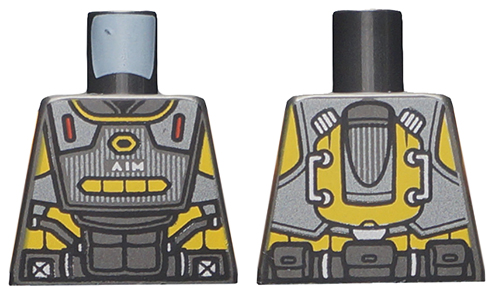 Torso Armor, Silver and Bright Light Orange Highlights and Silver 'AIM' Pattern