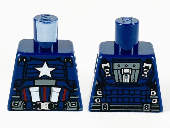 Torso Armor, White and Silver Star, 2 White Pockets and 3 Dark Red Stripes Pattern