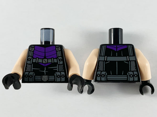 Torso Armor, Dark Purple Panels, Dark Bluish Gray Suspenders and Belts with Silver Buckles Pattern / Light Nougat Arms / Black Hands