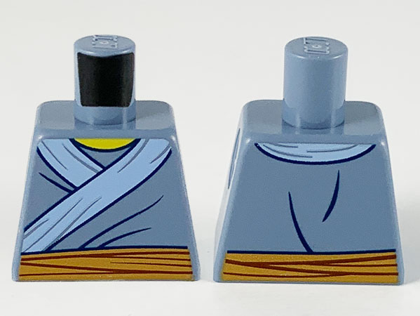 Torso Tunic, Bright Light Blue Hem and Medium Nougat Sash Pattern