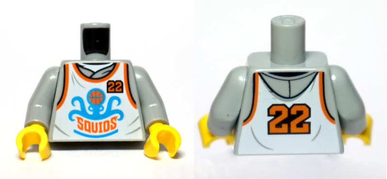 Torso White Tank Top with Orange Number 22 on Front and Back, 'SQUIDS' and Dark Azure Squid Pattern / Light Bluish Gray Arms / Yellow Hands