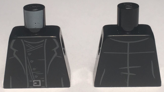 Torso Black Trench Coat with Black Shirt, Silver Buttons and Belt Pattern