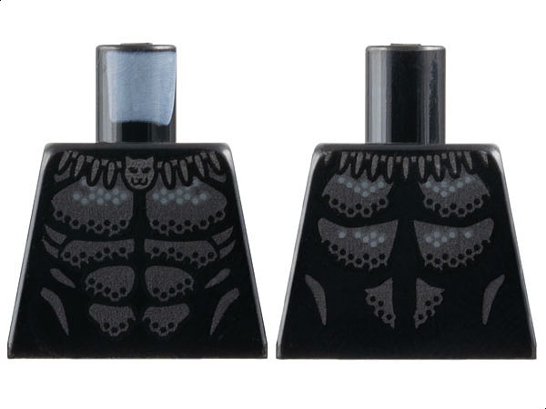 Torso Super Hero Costume with Dark Silver Armor Plates and Silver Claw Necklace with Panther Head Pattern