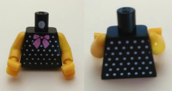 Torso with Bright Pink Bow and White Polka Dots Pattern (BAM) / Yellow Arms / Yellow Hands