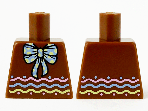 Torso with Bright Light Blue Bow with Polka Dots, Bright Pink, Bright Light Yellow Wavy Lines Pattern (BAM)