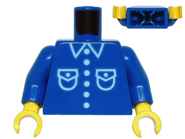 Torso Shirt with White Pockets, Buttons, and Collar Pattern (Reissue) / Blue Arms / Yellow Hands