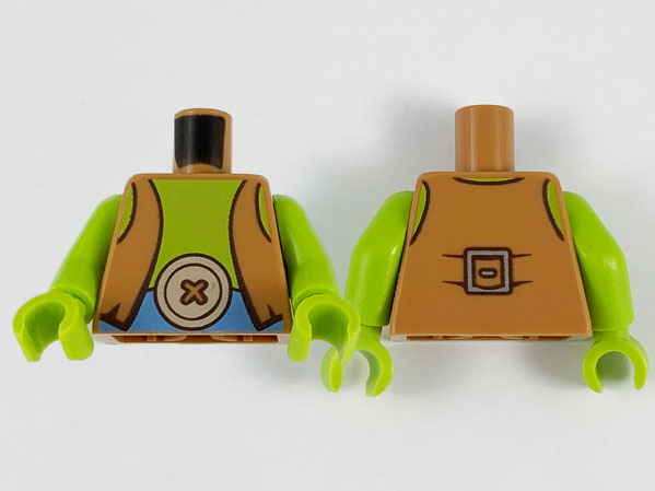 Torso Vest, Lime Chest, Medium Blue Belt with Large Tan Button Buckle Pattern / Lime Arms / Lime Hands