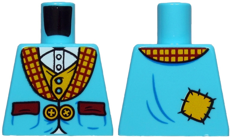 Torso Suit Jacket with 2 Yellow Buttons and Dark Red Pockets over Yellow Vest and White Shirt Pattern