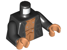 Torso Open Shirt with Pocket and 3 Buttons over Bare Chest with Hair Pattern / Black Arms / Nougat Hands