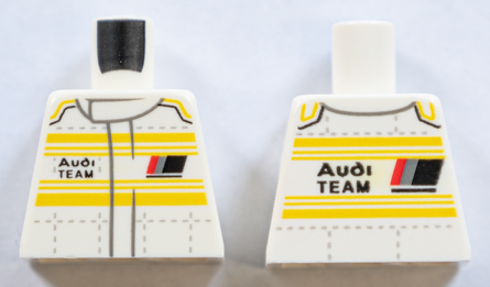 Torso Racing Suit with Horizontal Yellow Stripes and 'Audi TEAM' on Front and Back Pattern