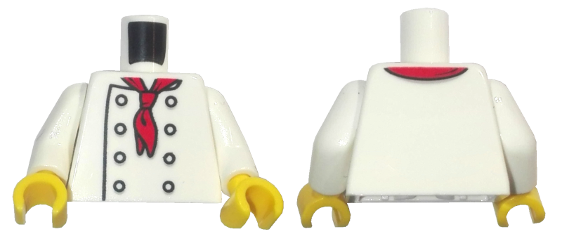 Torso Chef with 8 Buttons, Long Red Neckerchief, No Wrinkles Pattern / White Arms / Yellow Hands