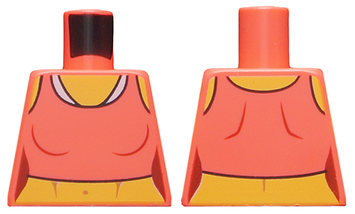 Torso Female Midriff Tank Top with White Neck Hem Pattern