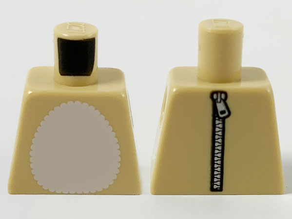 Torso White Furry Chest and Silver Zipper on Back Pattern