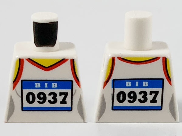 Torso Female Shirt, Red Hems and Racing Bib with 'BIB 0937' Pattern