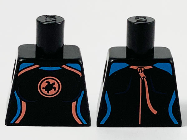 Torso Female Wetsuit, Coral and Dark Azure Trim and Turtle Logo Pattern