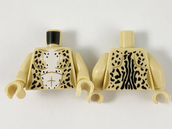 Torso Female, Animal Print Black Spots and White Chest Fur Pattern / Tan Arms / Tan Hands