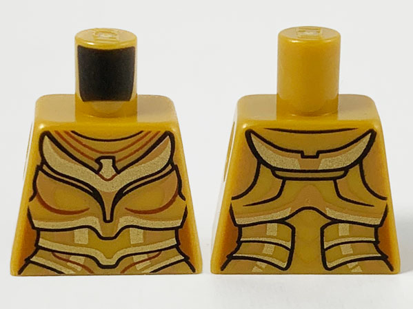 Torso Female Plate Armor, Gold Eagle and Trim with Black and Reddish Brown Contour Lines Pattern