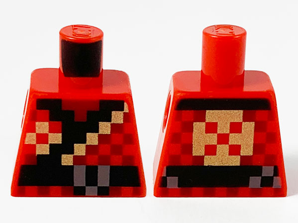 Torso Pixelated Ninjago Robe, Black Hem, Belt and Gold Trim Pattern