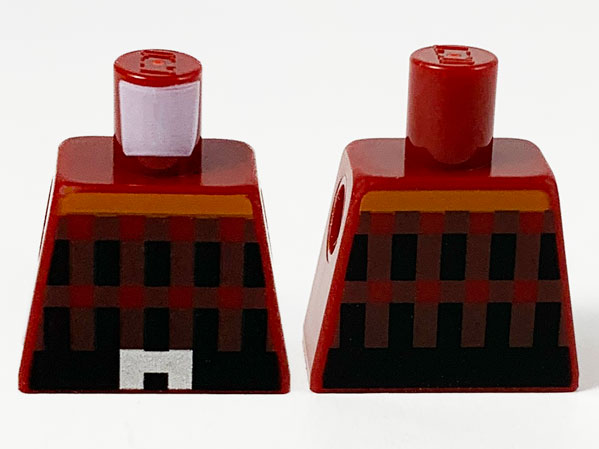 Torso Pixelated, Dark Orange Stripe, Dark Brown and Black Stripes, Belt with Silver Buckle Pattern