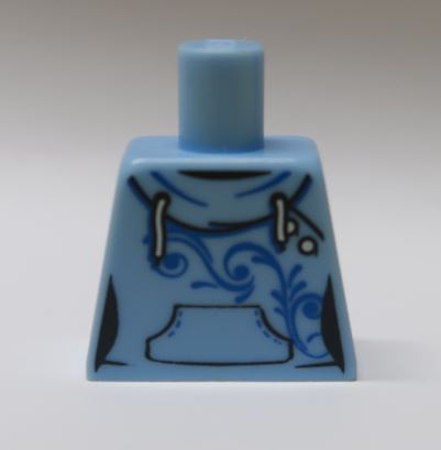 Torso Female Hoodie with White Laces, Blue Scrollwork, Kangaroo Pocket without Back Print Pattern