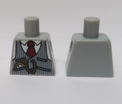 Torso Pinstripe Vest, Red Tie and Pocket Watch without Back Print Pattern