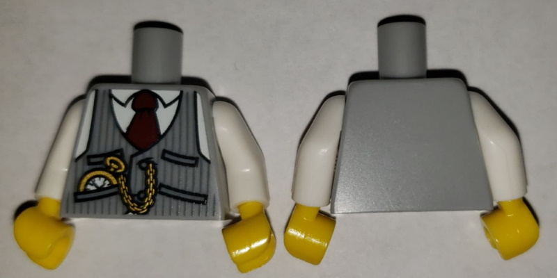 Torso Pinstripe Vest, Red Tie and Pocket Watch without Back Print Pattern / White Arms / Yellow Hands