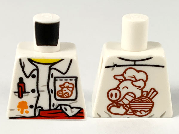 Torso Unbuttoned Shirt, Red Pen and Sash, Orange Splotch, Pigsy Logo on Pocket and Back Pattern